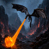 Lampe LED Dragon Souffleur de Feu Imprimée en 3D, Décoration de Bureau Fantaisie, Figurine de Collection, Cadeau