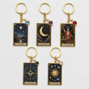 Al por mayor, Colgante de Tarot Personalizado con Piedra de Nacimiento, Estrella, Luna y Mago, para Bolso y Llavero, con temática Mística y Astrológica - Product Image 1