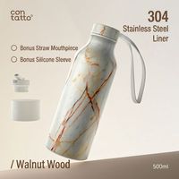 Bouteille d'eau isotherme YEKEA avec logo personnalisé, design marbré, qualité alimentaire, sans BPA, en acier inoxydable 304, avec poignée et couvercle portable