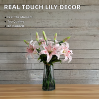 Vente en gros de fleurs de lys artificielles de grande taille à 2 têtes, en PU, de haute qualité, au toucher réaliste, pour la décoration de mariage