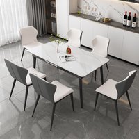 Table et chaises à dîner extensibles en dalle de roche italienne avec pieds en métal, adaptées aux restaurants, hôtels, villas et appartements