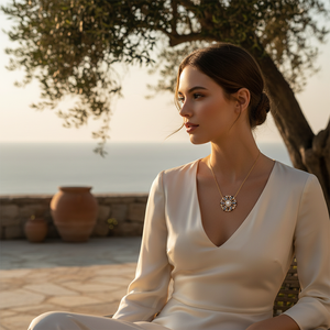 Collier à breloques, chaîne en or massif de 14K avec rétractable le soleil - Product Image 3