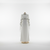 Nouvelle Collection 2026 – Abaya Modeste d'Été en Polyester, Style Dubaï, avec Pompons, Couleur Unie, Longue Manche, Longueur Ras du Sol