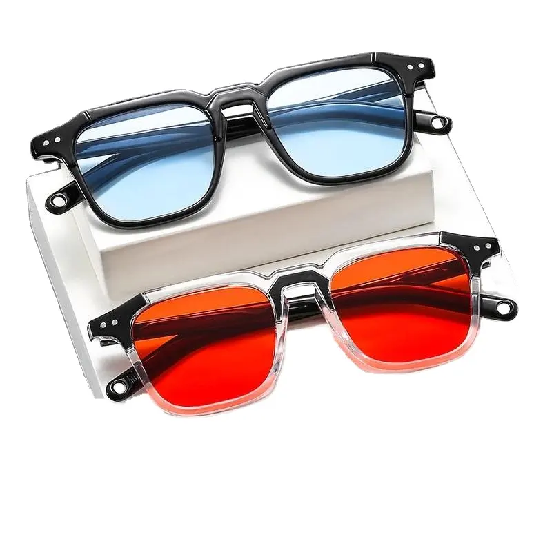 2024 modische Mode Tint Meereslinse Sonnenbrille Vintage kleines Rechteck Viereck zwei Punkte UV 400 Stück Sonnenbrille Oculos De Sol