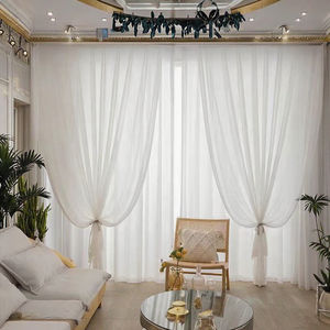 Decorazioni natalizie esterne Anti-graffio Chiffon sfondo tenda a tinta unita trasparente pannello bianco diamante filato tende balcone - Product Image 6