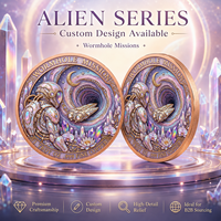 Pièce de monnaie interstellaire en cuivre pur 999 de 1 oz, 3D en relief, colorée UV, effet proof-like, Voyageur Galactique, Artisanat Métallique Artistique, Objet de collection