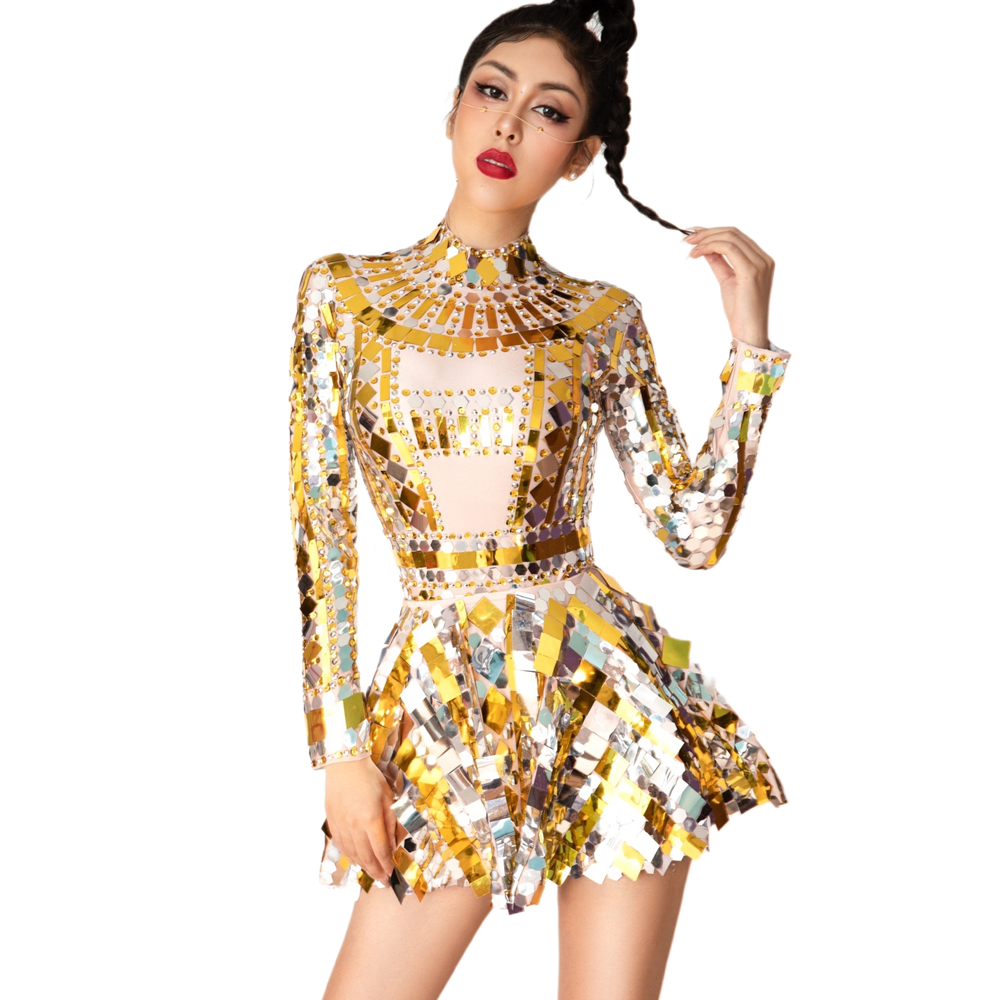 Sexy Gold Bling Glitter Sequins Bodysuit for Prom & Performance Sexy Gold Bling Glitter Sequins Bodysuit for Prom & Performance