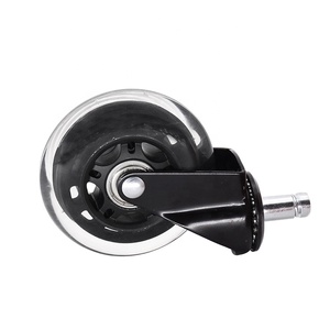 Ensemble de <span class=keywords><strong>roulettes</strong></span> silencieuses de 3 pouces avec anneau de fixation, tige de 10 mm, <span class=keywords><strong>roulettes</strong></span> en polyuréthane PU de qualité moyenne pour chaise de bureau pivotante - Product Image 1