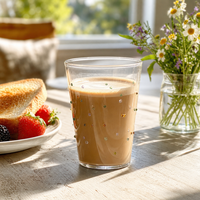 Gobelet en verre borosilicate de 400 ml, décoré de points colorés, résistant à la chaleur, verre transparent pour café, jus, boissons