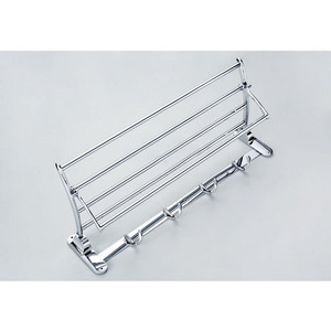 Toallero de Acero Inoxidable Saint Ruijia de 2 Niveles, Montado en la Pared con Ganchos, Estante Plegable para Almacenamiento en el Baño - Product Image 3