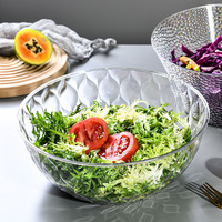 Ruitvormige textuur multifunctionele transparante PET saladekom - niet-toxisch, milieuvriendelijk, BPA-vrij, stapelbaar fruit- en groentesnackkom