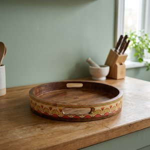 Plateau de service en bois de manguier fabriqué à la main avec un design élégant, parfait pour la table à manger de la cuisine et la décoration intérieure - Product Image 1