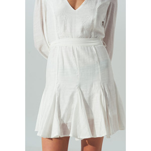 Abito con Scollo a V e Volant in Bianco - Product Image 3