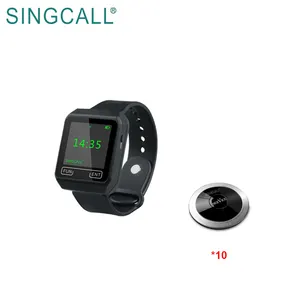 SINGCALL Wireless Cafe Paging System Waiter Calling Button with Watch