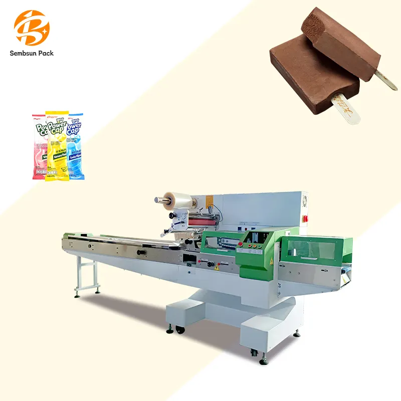 Automatic Horizontal Pillow Ham Sausage Packaging Pickle Ice Cream Pouch Flow Pack Packing Machine