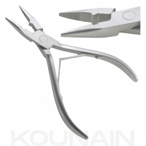 Pince à cheveux et à extensions de cils en acier inoxydable KOUNAIN, finition satinée, perles, boucle de fermeture, aiguille, crochet de traction, outils à usage commercial - Product Image 1