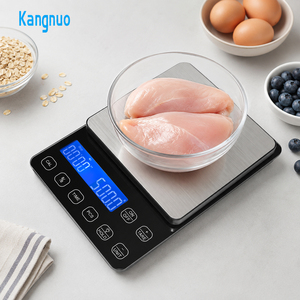 Balance de cuisine en acier inoxydable à rétroéclairage bleu, avec fonction tare et unités de mesure PCS, pour aliments et minuterie (Kuechenwaage, bascula cocina) - Product Image 1