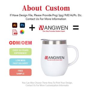 แก้วน้ำรูปไข่แบบมีหูจับ ขนาด 12 ออนซ์ ผนังสองชั้น สกรีนโลโก้ได้ แก้วสแตนเลสเก็บความร้อน สำหรับกาแฟและไวน์ - Product Image 2