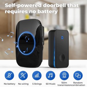 Sonnette de porte sans fil auto-alimentée, étanche, sans batterie, avec sonnette et récepteur intelligent à 1 ou 2 boutons, prise EU/UK/US, F946 - Product Image 5