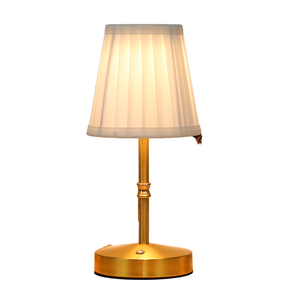 Lampe de lecture LED moderne sans fil rechargeable en tissu doré, lumière chaude réglable, écologique, lampe de table - Product Image 1