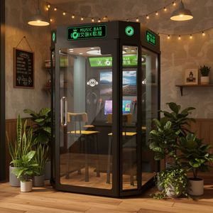 Cabine de divertissement moderne en métal insonorisée à deux places, cabine musicale privée, cube KTV intelligent pour centre de cinéma - Product Image 5