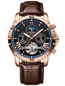 Orologio da Polso Meccanico Automatico da Uomo in <span class=keywords><strong>Oro</strong></span> con Tourbillon, Fasi Lunari, Multifunzione di Alta Gamma, Cassa in Metallo Luminoso - Product Image 1