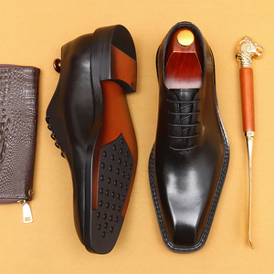 Zapatos de Cuero de Diseño de Lujo 2026 para Hombre - Zapatos Oxford Formales de Negocios de Cuero Genuino de Doble Color para Hombre - Product Image 3