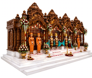 Grand Akshardham Inspired Hand-Carved Wooden Hindu <b>Mandir</b> for Temple, Community Prayer Hall & Religious Center Manufacturer USA - Product Image 2