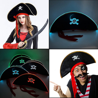 Decorazione per feste di Halloween con cappello da pirata con motivo a teschio con cappello da capitano per adulti Costume Cosplay caraibico