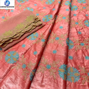 Vente Chaude Tissus Africains Bazin Riche de 5 Yards et Dentelle Française Brodé de 2 Yards pour Mariages et Fêtes – <span class=keywords><strong>Style</strong></span> Élégant et Sexy - Product Image 5