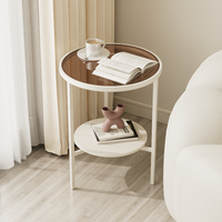 Table basse moderne en métal et verre avec cadre blanc, table d'appoint pour salon, table basse à trois pieds, petit meuble pour appartement