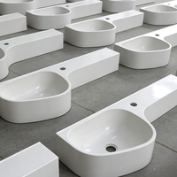 Lavabo en composite SMC, vasque monobloc moulée par compression pour meuble-lavabo, gain de place pour petites résidences