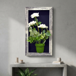 Wall-Mounted Rectangle Silver Decorative Elements Artificial Flower Frame 40X23 cm - Product Image 2