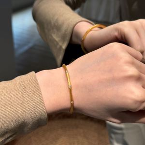 Dylam Luxury Top Jewelry S925 <b>Silver</b> Rhodium 22K Gold Plated 5A Zirconia Bamboo Joint <b>Bracelets</b> <b>Bangle</b> for Women Dress up - Product Image 3