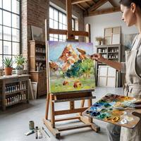 Peinture sur toile paysage montagneux Impasto de qualité supérieure, art mural texturé moderne avec cadre flottant en bois massif pour hôtel et bureau