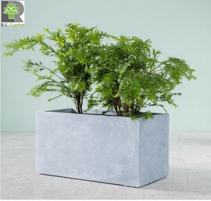 Pots <span class=keywords><strong>de</strong></span> fleurs en <span class=keywords><strong>pierre</strong></span> <span class=keywords><strong>de</strong></span> grande taille rectangulaires pour l'extérieur Finition <span class=keywords><strong>de</strong></span> peinture classique noire pour l'intérieur/l'extérieur Maison Jardin Vente en gros - Product Image 4