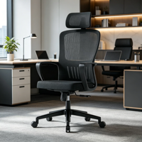 Chaise de bureau ergonomique en maille pivotante pour la maison et l'ordinateur, chaise de personnel multifonctionnelle avec option de dossier basculant
