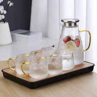Marteau théière pichet pichet bouteille d'eau bouilloire en verre ensemble pichet en verre résistant aux hautes températures carafe à eau avec poignée de couleur