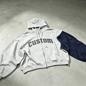 Sweat-shirt décontracté en coton French Terry surdimensionné à épaules tombantes avec fermeture éclair et logo personnalisé pour homme, style automne - Product Image 3