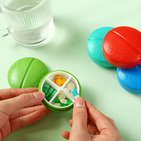 Nouvelle conception, boîte organisateur de comprimés ronde à 4 compartiments, boîte à pilules hebdomadaire en plastique pour les compléments alimentaires