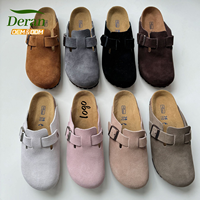 DERAN Designer Chaussures Mules et Sabots Unisexe en Daim Véritable de Haute Qualité, Sabots en Liège pour Femme, Pantoufles et Claquettes de Luxe en Cuir