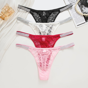 Perizoma da <span class=keywords><strong>donna</strong></span> in pizzo e rete trasparente con filo argentato, cinturino sottile, vita bassa, <span class=keywords><strong>G</strong></span>-<span class=keywords><strong>STRING</strong></span> - Product Image 2