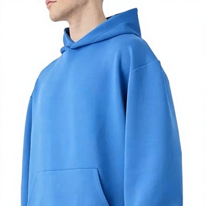 Sweat-shirt à capuche bleu surdimensionné pour homme, 100% coton, lourd, de qualité supérieure, imprimé graphique, streetwear, pull-over, OEM - Product Image 5
