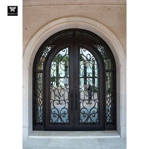 <span class=keywords><strong>Porte</strong></span> <span class=keywords><strong>d</strong></span>'<span class=keywords><strong>entrée</strong></span> française extérieure en fonte cintrée avec verre de sécurité, <span class=keywords><strong>porte</strong></span> en <span class=keywords><strong>fer</strong></span> <span class=keywords><strong>forgé</strong></span> pour maison - Product Image 3