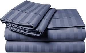 <span class=keywords><strong>Copripiumino</strong></span> doppio <span class=keywords><strong>blu</strong></span> scuro Set di qualità Hotel strisce raso biancheria da letto letto <span class=keywords><strong>matrimoniale</strong></span> con 2 federe - Product Image 5