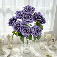 9-Köpfiger Schokoladenbrauner Diamant-Rosenstrauß Realistische Künstliche Blumen Seidenrosen-Bouquet für Valentinstag, Hochzeit & Heimdekoration