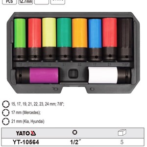 ชุดซ็อกเก็ตยาโตะ 1/2 นิ้ว ชุบโครเมียม บอลเฮ็กซ์ ซ่อมยานยนต์ YT-10564 - Product Image 1