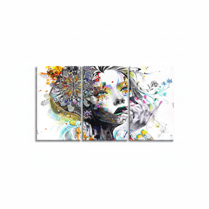Portrait d' Femme Abstraite : Art Mural sur Toile Imprimée, Design Graphique Moderne, LOT DE 3 TOILES - Product Image 2