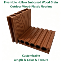 Plancher composite WPC creux à 5 cavités, grain de bois, longueur personnalisée, 4000x140x30mm, pour jardin et parc, plusieurs couleurs