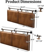Tête de lit F&J Home Queen/King/Full avec fonction suspendue, en similicuir marron, design industriel en tuyaux, style moderne, fabriqué en Chine